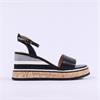 Repo Cork Platform Wedge Sandal - Black Combi